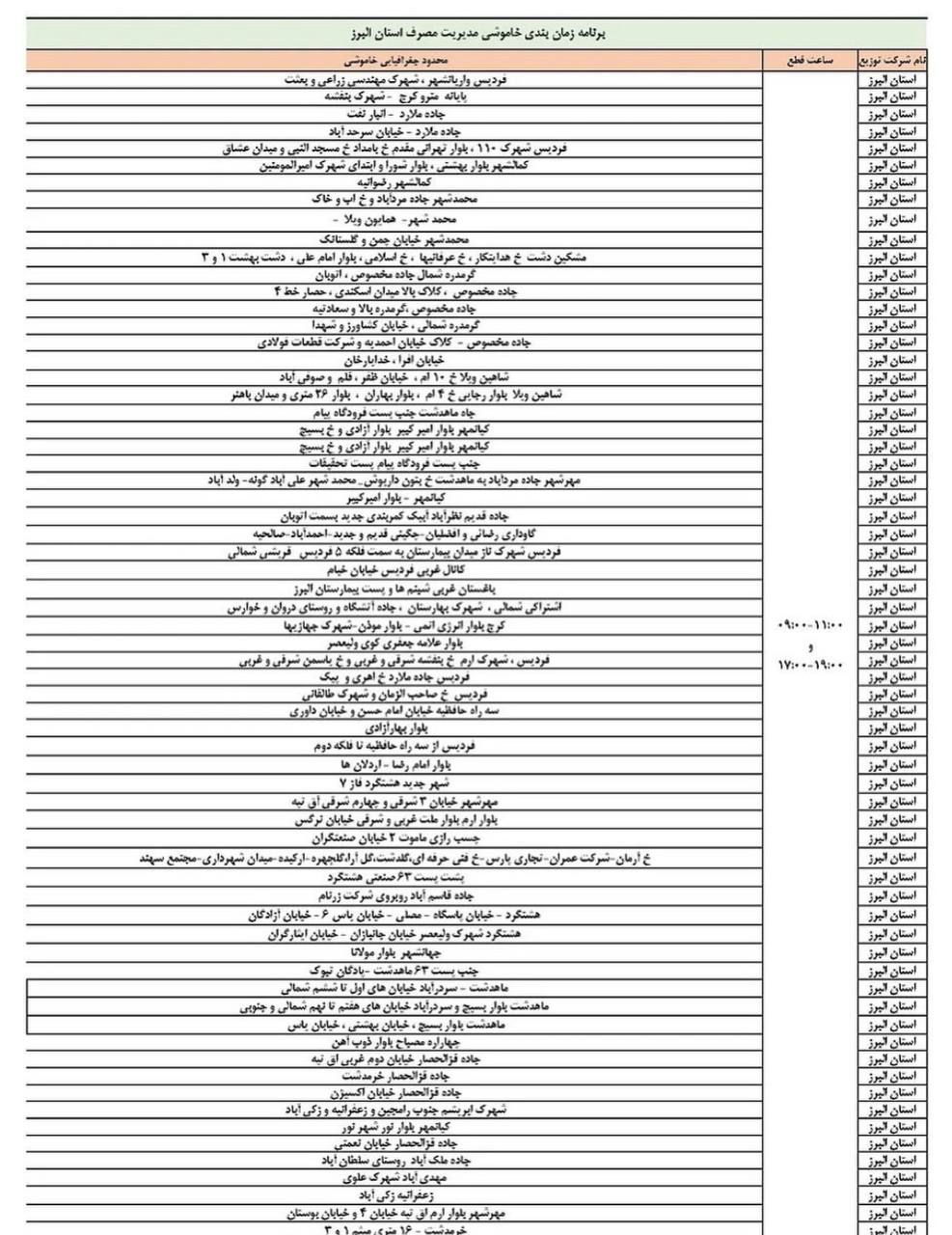 قطعی برق البرز 2