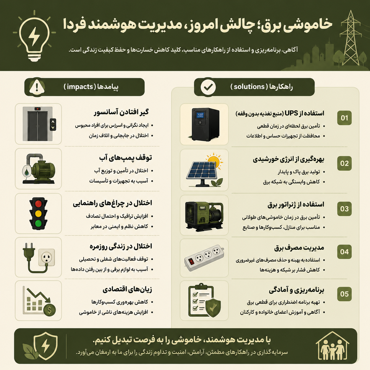 راهکارهای بحران قطعی برق در شهر قدس