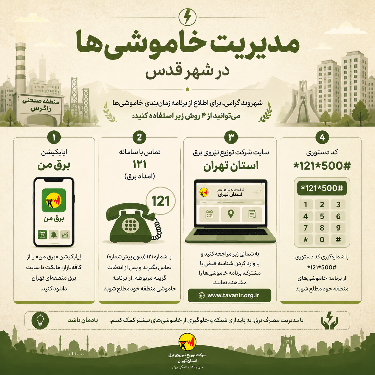 مدیریت خاموشی برق شهر قدس