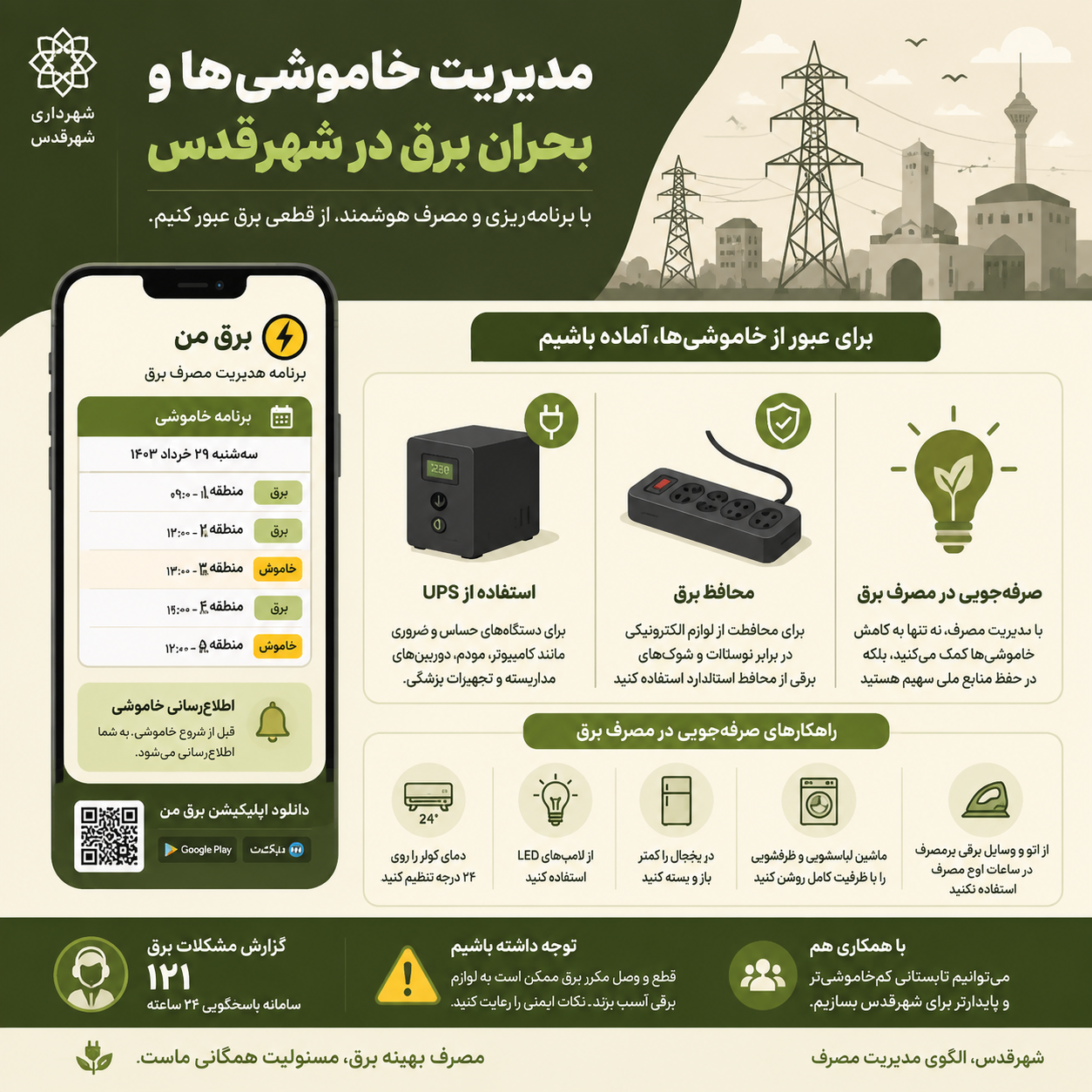 قطعی برق در شهر قدس