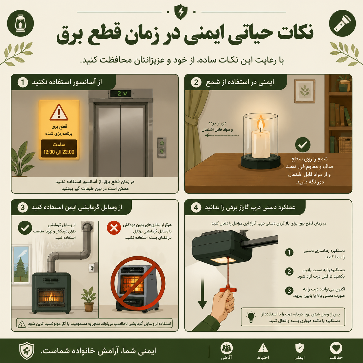 نکات ایمنی در زمان قطع برق شهر قدس